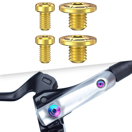 4Pcs Bicycle Brake Lever Screws Set Road Bike Bike Oil Cylinder Cover Screws Gold