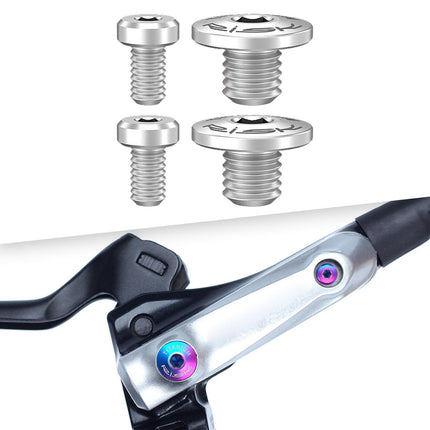 4Pcs Bicycle Brake Lever Screws Set Road Bike Bike Oil Cylinder Cover Screws Titanium Color