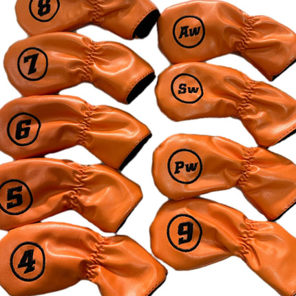 9Pcs Golf Iron Headcovers Fashion Golf Accessories Golf Iron Head Protectors Orange