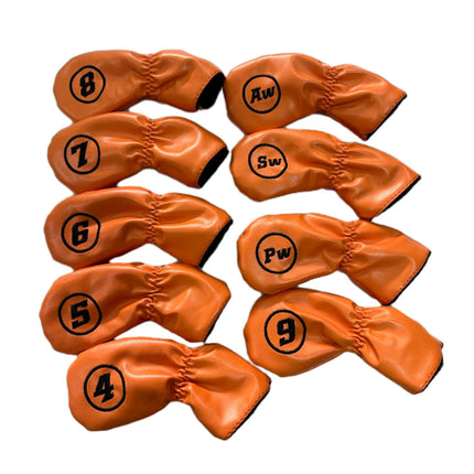 9Pcs Golf Iron Headcovers Fashion Golf Accessories Golf Iron Head Protectors Orange