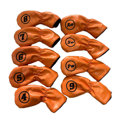 9Pcs Golf Iron Headcovers Fashion Golf Accessories Golf Iron Head Protectors Orange