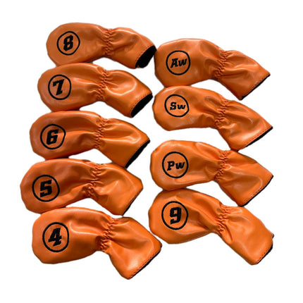 9Pcs Golf Iron Headcovers Fashion Golf Accessories Golf Iron Head Protectors Orange