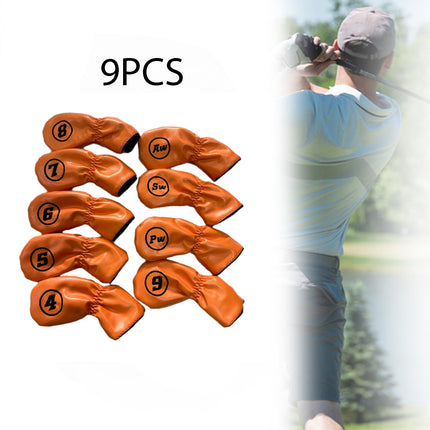 9Pcs Golf Iron Headcovers Fashion Golf Accessories Golf Iron Head Protectors Orange