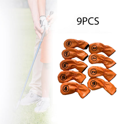 9Pcs Golf Iron Headcovers Fashion Golf Accessories Golf Iron Head Protectors Orange
