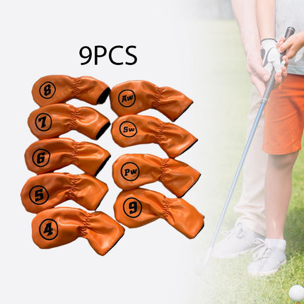 9Pcs Golf Iron Headcovers Fashion Golf Accessories Golf Iron Head Protectors Orange