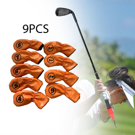 9Pcs Golf Iron Headcovers Fashion Golf Accessories Golf Iron Head Protectors Orange