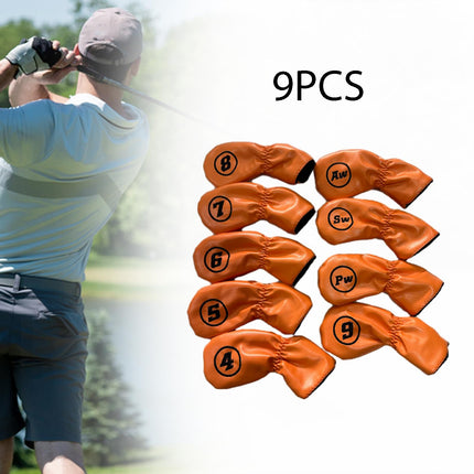 9Pcs Golf Iron Headcovers Fashion Golf Accessories Golf Iron Head Protectors Orange