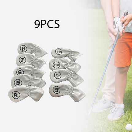 9Pcs Golf Iron Headcovers Fashion Golf Accessories Golf Iron Head Protectors Gray