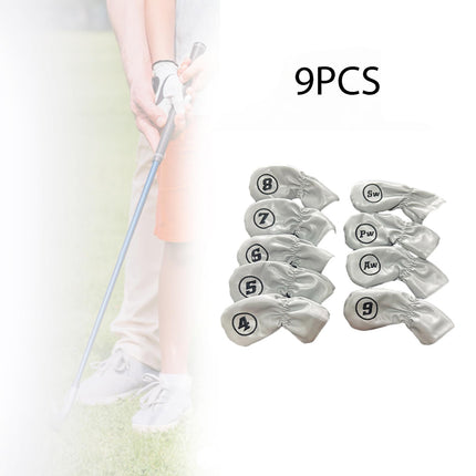 9Pcs Golf Iron Headcovers Fashion Golf Accessories Golf Iron Head Protectors Gray