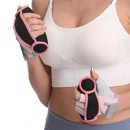 1 Pair Running Hand Weights Detachable Women Handheld Aerobics Sand Bag 1lb Pink