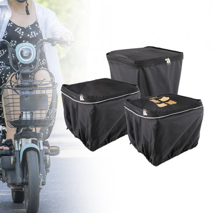 Bike Basket Cover Rainproof Protector for Motorcycles Cycling Electric Bikes Solid Black
