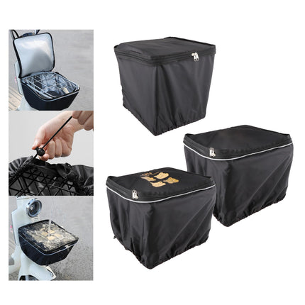 Bike Basket Cover Rainproof Protector for Motorcycles Cycling Electric Bikes Solid Black