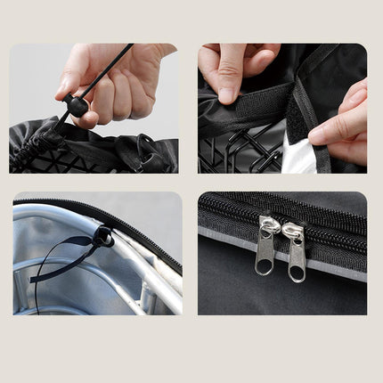 Bike Basket Cover Rainproof Protector for Motorcycles Cycling Electric Bikes Black with Strap