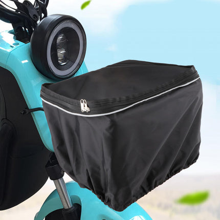 Bike Basket Cover Rainproof Protector for Motorcycles Cycling Electric Bikes Black with Strap
