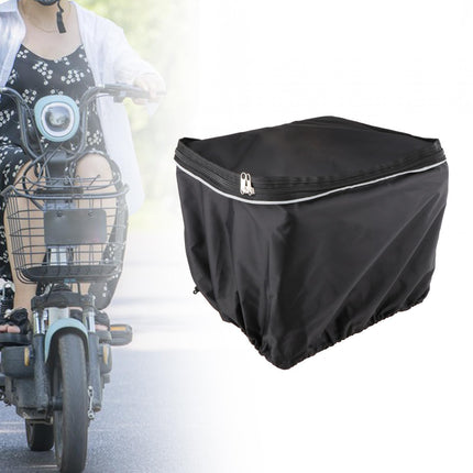 Bike Basket Cover Rainproof Protector for Motorcycles Cycling Electric Bikes Black with Strap