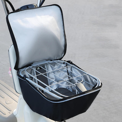 Bike Basket Cover Rainproof Protector for Motorcycles Cycling Electric Bikes Black with Strap