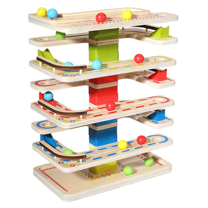 7 Layers Ramp Racer Click Clack Ball Race Track Wooden Toy Kids Intellectual