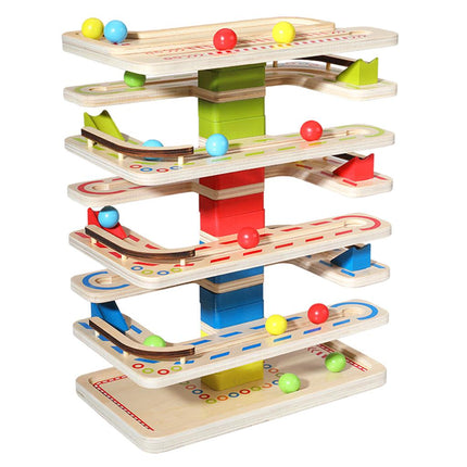 7 Layers Ramp Racer Click Clack Ball Race Track Wooden Toy Kids Intellectual