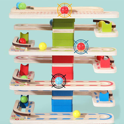 7 Layers Ramp Racer Click Clack Ball Race Track Wooden Toy Kids Intellectual