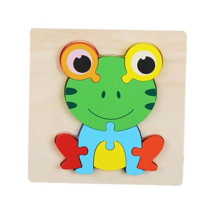 Crofta Animal Puzzle Jigsaw Building Blocks Shape Puzzle Animal Game Toy Gifts frog