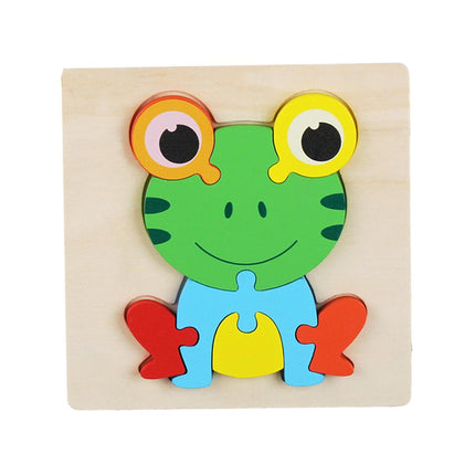 Crofta Animal Puzzle Jigsaw Building Blocks Shape Puzzle Animal Game Toy Gifts frog