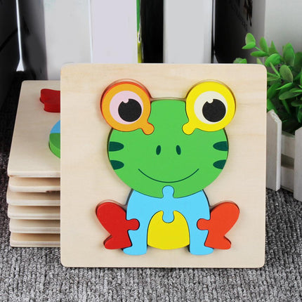 Crofta Animal Puzzle Jigsaw Building Blocks Shape Puzzle Animal Game Toy Gifts frog