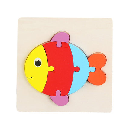 Crofta Animal Puzzle Jigsaw Building Blocks Shape Puzzle Animal Game Toy Gifts fish