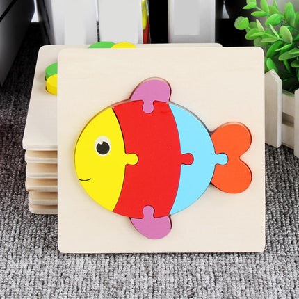 Crofta Animal Puzzle Jigsaw Building Blocks Shape Puzzle Animal Game Toy Gifts fish