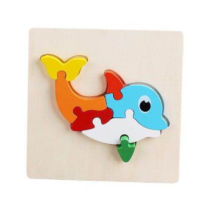 Crofta Animal Puzzle Jigsaw Building Blocks Shape Puzzle Animal Game Toy Gifts dolphin