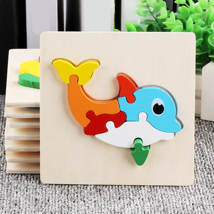 Crofta Animal Puzzle Jigsaw Building Blocks Shape Puzzle Animal Game Toy Gifts dolphin