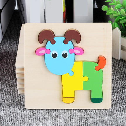 Crofta Animal Puzzle Jigsaw Building Blocks Shape Puzzle Animal Game Toy Gifts goat