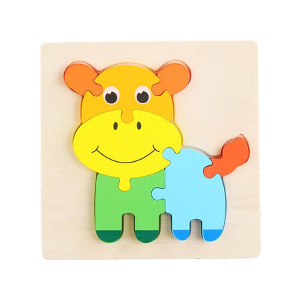 Crofta Animal Puzzle Jigsaw Building Blocks Shape Puzzle Animal Game Toy Gifts calf