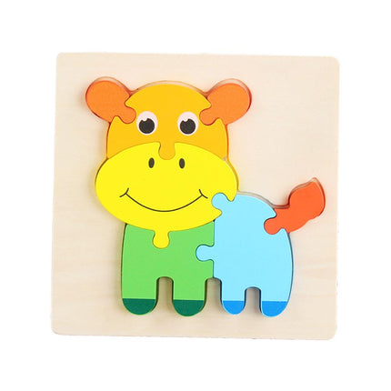 Crofta Animal Puzzle Jigsaw Building Blocks Shape Puzzle Animal Game Toy Gifts calf