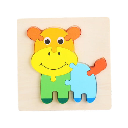 Crofta Animal Puzzle Jigsaw Building Blocks Shape Puzzle Animal Game Toy Gifts calf