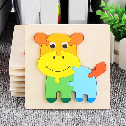 Crofta Animal Puzzle Jigsaw Building Blocks Shape Puzzle Animal Game Toy Gifts calf