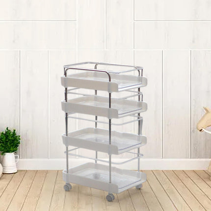 1:6 Dollhouse Miniature 4 Tier Rolling Cart for DIY Projects Building  White