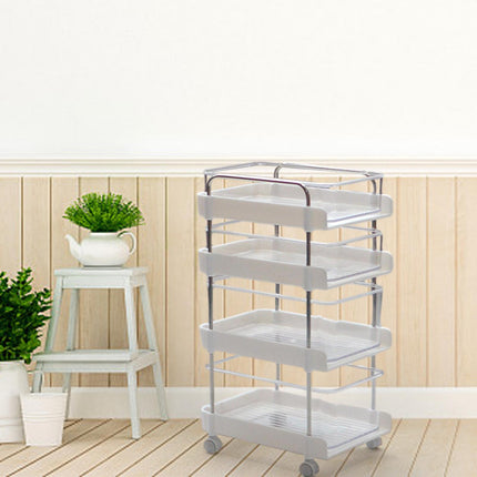 1:6 Dollhouse Miniature 4 Tier Rolling Cart for DIY Projects Building  White