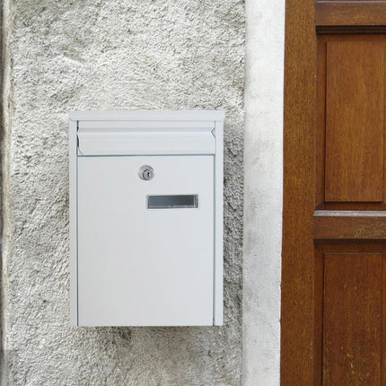 Crofta Wall Mounted Mailbox Newspaper Holder Box for Gate Home Office Outside House white