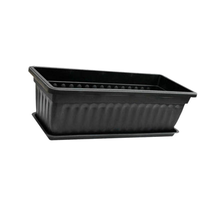 Crofta Window Box Planter 17 inch Flower Box Pot for Windowsill Indoor Outdoor Yard black