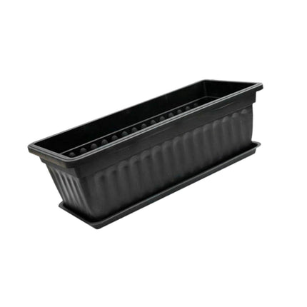 Crofta Window Box Planter 17 inch Flower Box Pot for Windowsill Indoor Outdoor Yard black