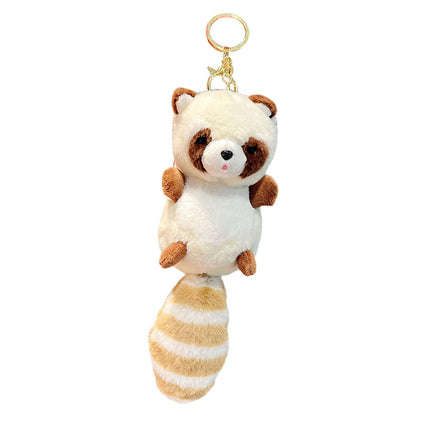 Crofta Animal Plush Toy Keychain Stuffed Animal Key Chain for Car Key Creative Gift White