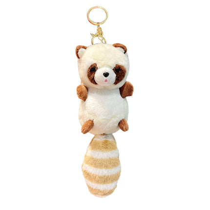 Crofta Animal Plush Toy Keychain Stuffed Animal Key Chain for Car Key Creative Gift White