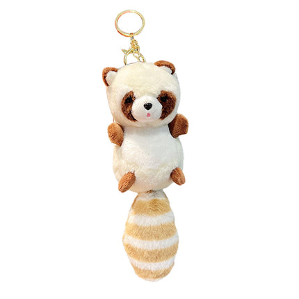 Crofta Animal Plush Toy Keychain Stuffed Animal Key Chain for Car Key Creative Gift White