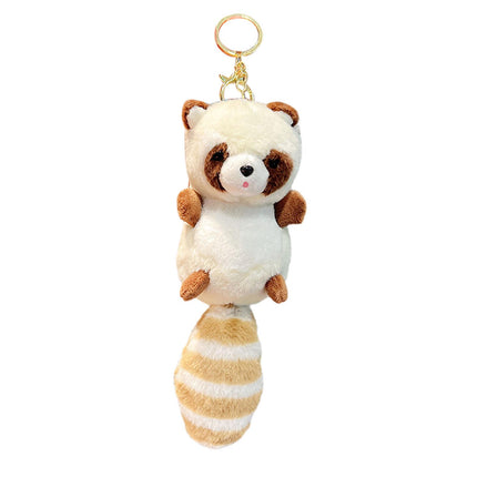 Crofta Animal Plush Toy Keychain Stuffed Animal Key Chain for Car Key Creative Gift White
