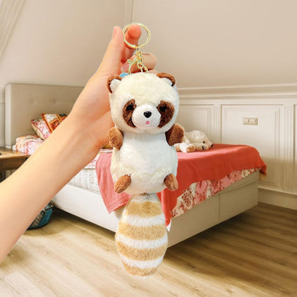 Crofta Animal Plush Toy Keychain Stuffed Animal Key Chain for Car Key Creative Gift White