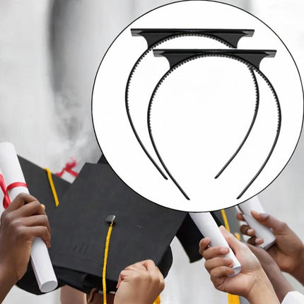 Graduation Cap Headband Women Men Hairband for Photo Props Ceremony Dress up 2 Pieces