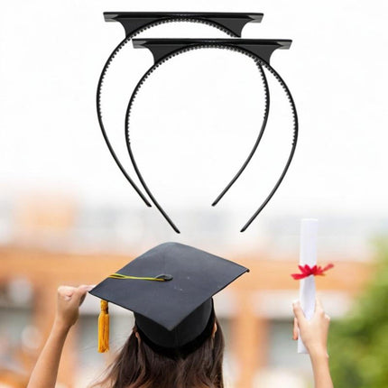 Graduation Cap Headband Women Men Hairband for Photo Props Ceremony Dress up 2 Pieces