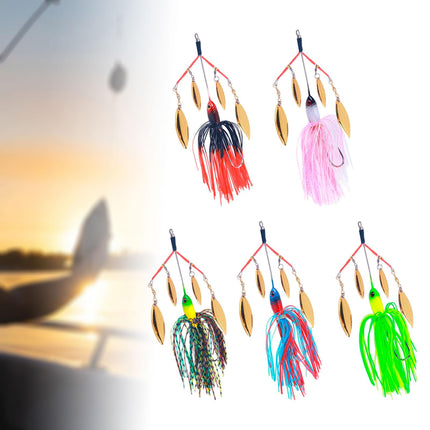 5Pcs Fishing Lures Spinnerbait Metal Fishing Tackle for Crappie Bass Walleye