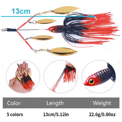 5Pcs Fishing Lures Spinnerbait Metal Fishing Tackle for Crappie Bass Walleye