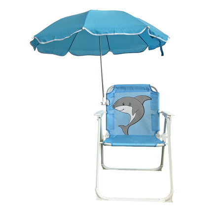 Kids Camping Chair with Umbrella Beach Chair for Travel Camping Picnic blue
